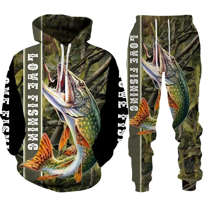 Outdoor Hunting Hoodie - Hoodie/Setelan Uniseks Cetak 3D Pancing Ikan