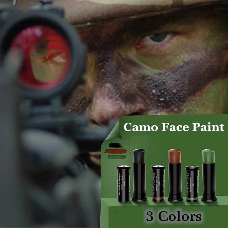 Camo Face Paint - Set cat wajah kamuflase, 3 warna
